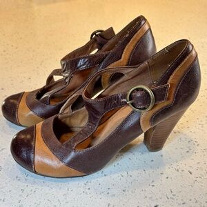 Aldo Two-Tone Brown Heels with Buckle